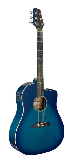 Achat/Vente Guitares - Guitare dreadnought Slope Shoulder électro-acoustique  pan couplé bleu transpar - Rockstation